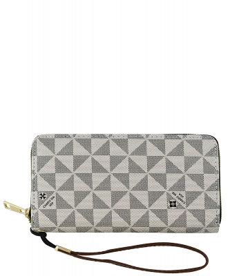 Monogram Zip Around Wallet Wristlet PM020 TAUPE